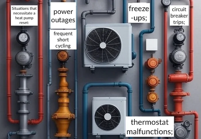 Infographie des symptômes nécessitant un reset de thermopompe